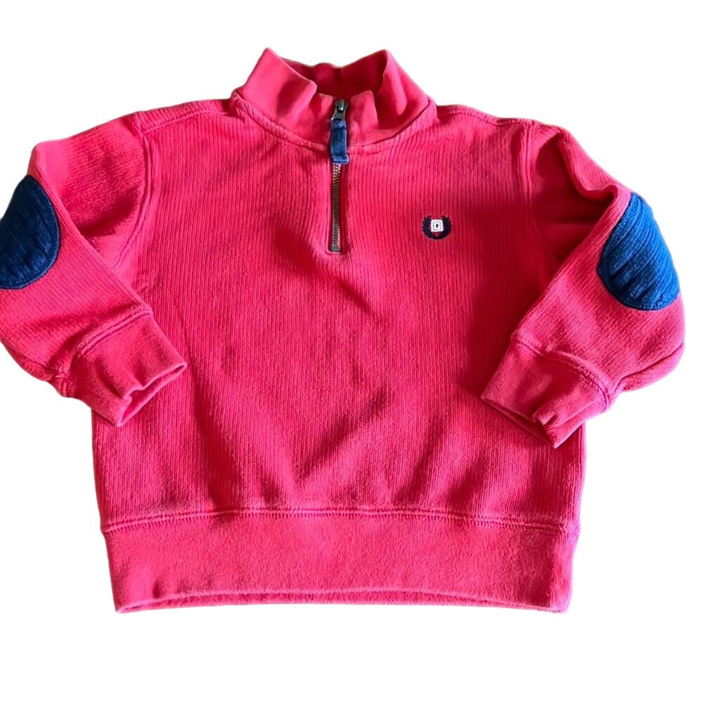 Chaps Boys Red 1/4 Zip Ribbed Knit Top Shirt Size 4 Pullover Long Sleeves